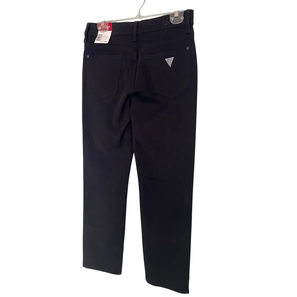 NWT Guess Women Jet Black High Rise Straight Stretch Denim Size 6.
